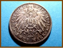 Германия Пруссия 2 марки 1901 г. Серебро