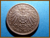 Германия Гессен 2 марки 1904 г. Серебро