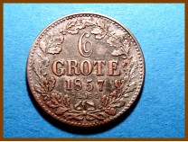 Германия Бремен 6 гротенов 1857 г. Серебро