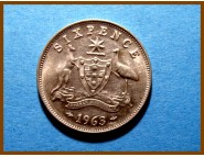 Австралия 6 пенсов 1963 г. Серебро