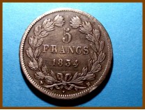 Франция 5 франков 1834 г. Серебро