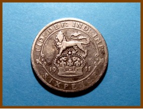 Великобритания 6 пенсов  1911 г. Серебро