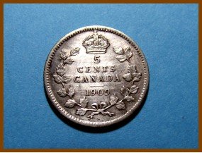 Канада 5 центов 1909 г. Серебро