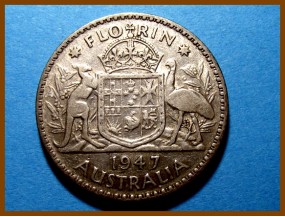Австралия 1 флорин 1947 г. Серебро