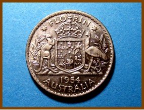 Австралия 1 флорин 1954 г. Серебро