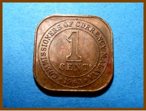 Британская Малайя 1 цент 1943 г.