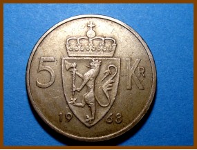 Монета Норвегия 5 крон 1968 г.