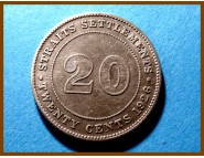 Стрейтс-Сетлментс 20 центов 1926 г. Серебро