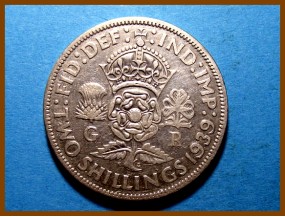 Великобритания 2 шиллинга 1939 г. Серебро