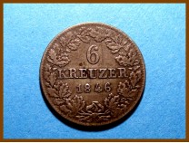 Германия 6 крейцеров. Гогенцоллерн-Зигмаринген 1846 г. Серебро