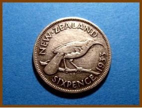 Новая Зеландия 6 пенсов 1933 г. Серебро