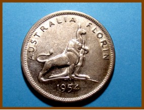 Австралия 1 флорин 1954 г. Серебро