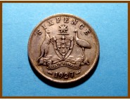 Австралия 6 пенсов 1927 г. Серебро