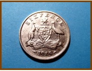 Австралия 6 пенсов 1936 г. Серебро