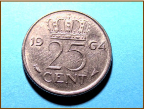 Нидерланды 25 центов 1964 г.