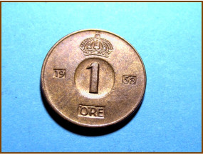 Монета Норвегия 1 эре 1958 г.