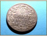 Германия Бремен 6 грот 1857 г. Серебро