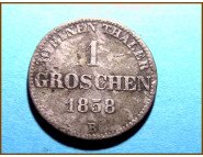 Германия Ольденбург 1 грош 1858 г. Серебро