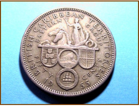 Британские Карибские территории 50 центов 1955 г.