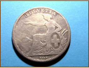 Швейцария 2 франка 1860 г. Серебро