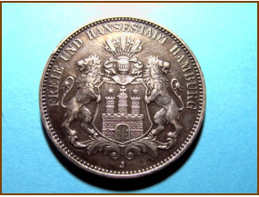 Германия 3 марки Гамбург 1913 г. Серебро