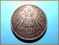 Германия 3 марки Гамбург 1913 г. Серебро