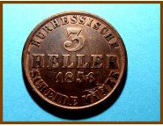 Германия Гессен-Кассель 3 геллера 1856 г. 