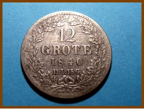 Германия Бремен 12 гротов 1840 г. Серебро
