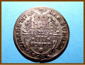 Германия Гамбург 4 шиллинга 1727 г. Серебро