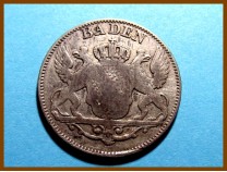 Германия Баден 6 крейцеров 1841 г. Серебро