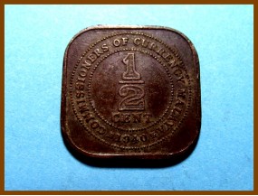 Британская Малайя 1/2 цента 1940 г.