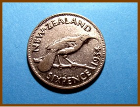 Новая Зеландия 6 пенсов 1934 г. Серебро