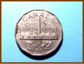 Канада 5 центов 1951 г.