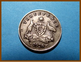 Австралия 3 пенса 1928 г. Серебро