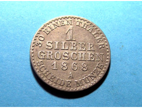 Германия Пруссия 1 сильбер грош 1868 г. Серебро