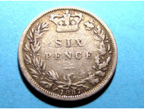 Великобритания 6 пенсов  1887 г. Серебро