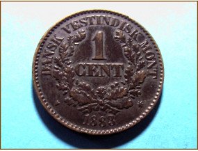 1 цент. Датская Вест-Индия 1883 г.