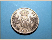 Филиппины 10 сентимо 1885 г. Серебро