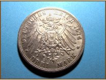 Германия 3 марки Пруссия 1914 г. Серебро