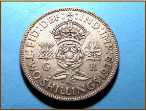 Великобритания 2 шиллинга 1939 г. Серебро