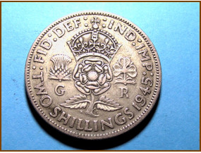 Великобритания 2 шиллинга 1945 г. Серебро