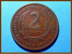 Британские Карибские территории 2 цента 1955 г.