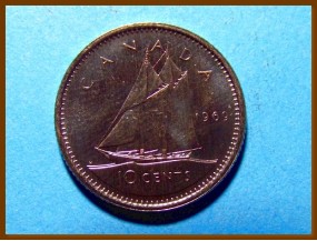 Канада 10 центов 1969 г.