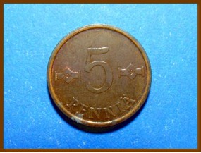 Монета Финляндия 5 пенни 1976 г.