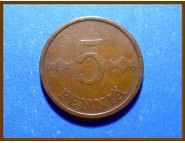 Финляндия 5 пенни 1974 г.