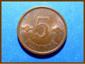 Монета Финляндия 5 пенни 1963 г.