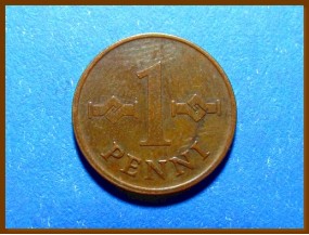 Монета Финляндия 1 пенни 1966 г.