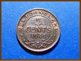 Ньюфаундленд 5 центов 1941 г. Серебро