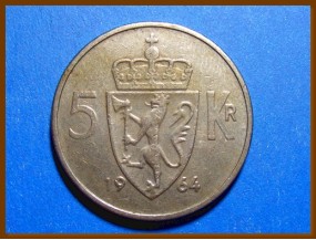 Монета Норвегия 5 крон 1964 г.