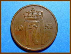Монета Норвегия 5 эре 1953 г.